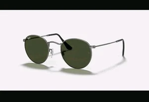 NEW Ray-Ban Round Metal Sunglasses 53mm Matte Gunmetal G-15 Green Lens BNIB UK - Picture 1 of 5