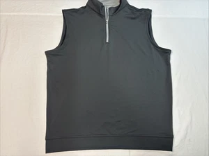 Peter Millar Gilet Uomo Grande Grigio Galway Elasticizzato Loop Terry 1/4 Zip Performance - Foto 1 di 9
