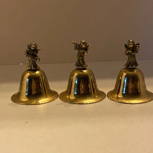 Campanas de latón con querubín instrumentos de tocar ángeles pequeño juego de 3 - Imagen 1 de 6