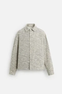 New Zara Structured Contrast Overshirt M 6861/699 Black/White Long sleeve Shirt - Picture 1 of 9