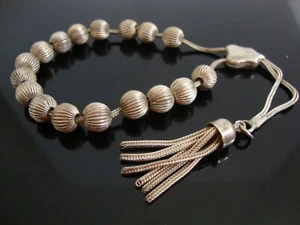 Vtg Massive 925 Sterling Silver Hand Prayer Beads With Tassel - Picture 1 of 9