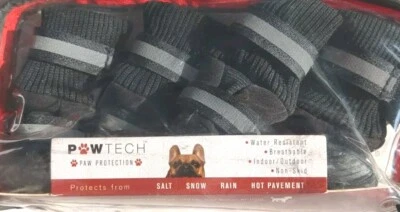 Paw Tech Dog Boots Black Size XS =1.5" Paw Print Water Resistant In/Outdoor Grip - Image 1 of 4
