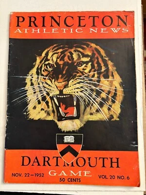 1952 (11/22) Princeton Tigers vs Dartmouth Big Green Football Prog. Fair Condit. - Image 1 of 2