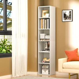 Bapipro Tall Narrow Bookshelf, 6-Tier Cube Display Rack, Modern Corner Bookshelf - Picture 1 of 7