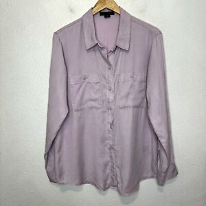 Sanctuary Women’s Medium Lavender Purple Button Up Shirt Collared Tencel Top