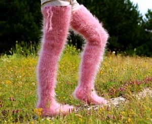 Calze lunghe in mohair a maglia spessa sfocata calze scalda gambe morbide SUPERTANYA - Foto 1 di 84