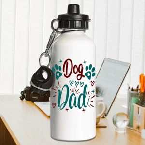 Dog Dad Water Bottle Heart Paw Prints Dog Owner Lovers Special Travel Flask Gift - Picture 1 of 4
