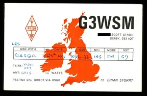 QSL Card Radio UK G3WSM 1980 Scott Street Derby op Brian Storry ≠ B420 - Picture 1 of 2