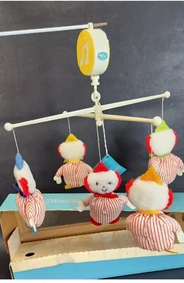 De colección EDEN Toys Cuna Musical Móvil Payasos Bebé #40071 1982 Limpio LN con Caja Foto 1 de 4