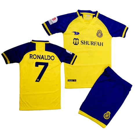 Cristiano Ronaldo CR7 Al-Nassr FC Home Soccer Uniform For Kids Jersey And Shorts Cover