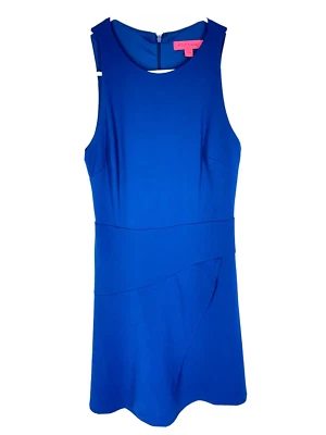Vestido Betsey Johnson Talla 4 Azul Sin Mangas Elástico Volantes Borde En Capas Parte Inferior Foto 1 de 4