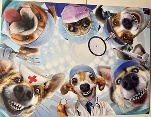 Leanin Tree dogs in their scrubs doggone it...sure hope you get well soon! - Picture 1 of 4