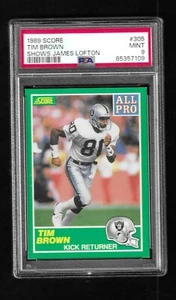 Tim Brown 1989 Score ROOKIE football card #305 ERROR Shows James Lofton PSA 9 - Picture 1 of 2