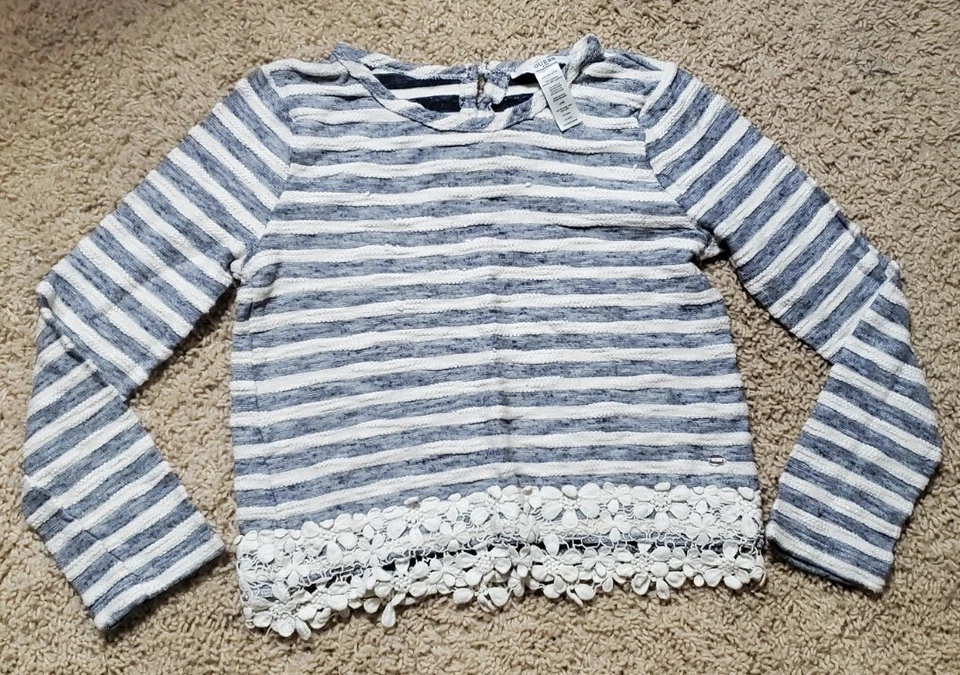 Guess Authentic Girls blue/white Shirt Size Large long sleeve - Image 1 of 1