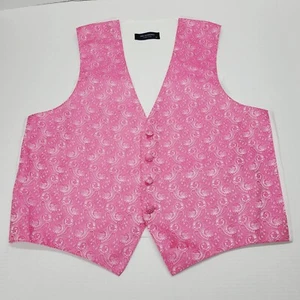 Mens Medium Hot Pink Paisley Formal Vest Prom Wedding Tuxedo Mel Howard New York - Picture 1 of 7