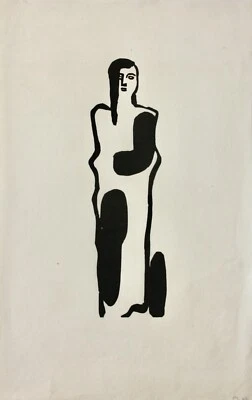 Gustav Heinrich Wolff (1886-1934) Holzschnitt, Nachlass-Stempel, weibliche Figur - Bild 1 von 4