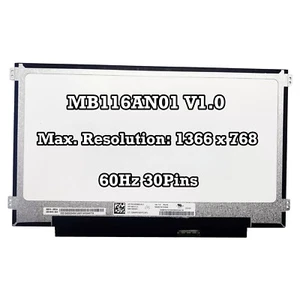 MB116AN01 V1.0 Laptop LED LCD Replacement Screen 30Pins Display 1366×768 New 60H - Picture 1 of 2