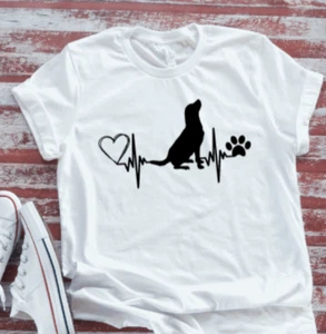 Lab Love Heartbeat, Labrador Dog, White Short Sleeve T-shirt - Picture 1 of 2