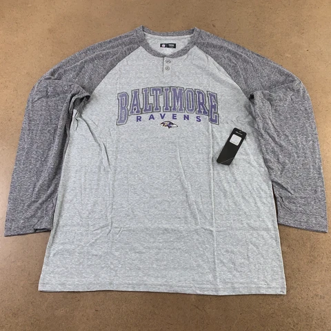 Baltimore Ravens NFL Team Apparel Men's XL Heather Gray Henley Pajama Top NWT Cover