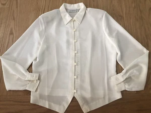 Liz Claiborne Collection Woman's Long Sleeve Embroidered Ivory Blouse SZ 10 - Picture 1 of 5