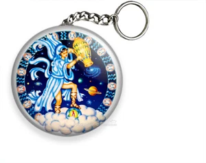 AQUARIUS ZODIAC HOROSCOPE ASTROLOGY SIGN KEYCHAIN KEY FOB CHAIN RING GIFT IDEA - Picture 1 of 1
