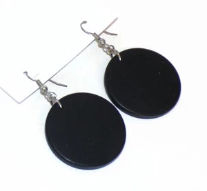 Sobral Classicos Indiana Redondo Matte Black Dangle Artist Made Earrings - Picture 1 of 5