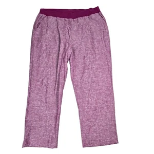 Woman Within Linen Blend Pants Womens Size 22 Petite Purple Plus Pull On Summer - Picture 1 of 12
