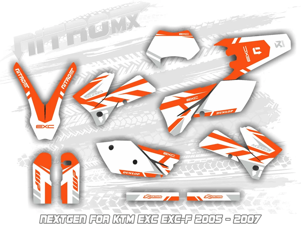 NitroMX Graphic Kit for KTM EXC EXC-F 125 250 300 450 525 2005 2006 2007 Enduro - Imagem 1 de 1