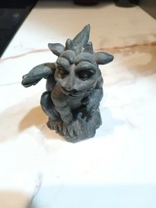Gargoyle Statue Black/Gray Resin Stone Crouching w/ Wings 3.25"H - Picture 1 of 5