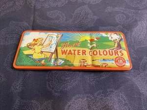 Vintage Tin Box Finest Water Colours 18 Colors - Picture 1 of 4