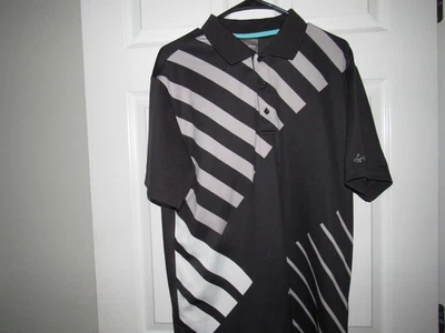 NWOT New GREG NORMAN Men's Large Tasso Elba Play Dry Golf Polo Shirt Black Gray - Image 1 of 4