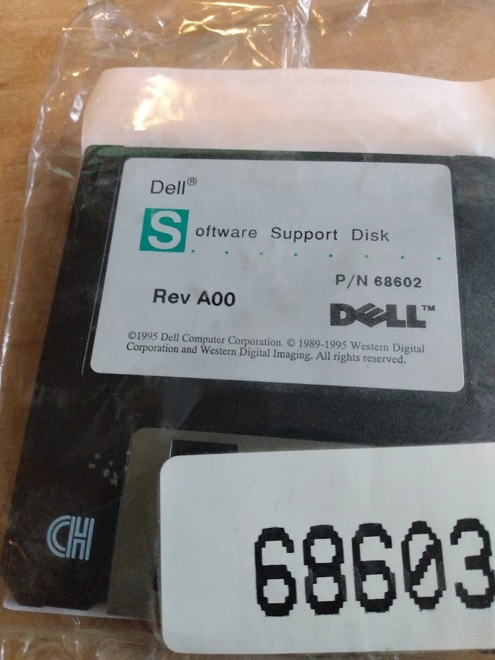 win 98/ 95 Vintage Dell softwre support floppy disk p/n 68602  rev AOO new - Image 1 of 3