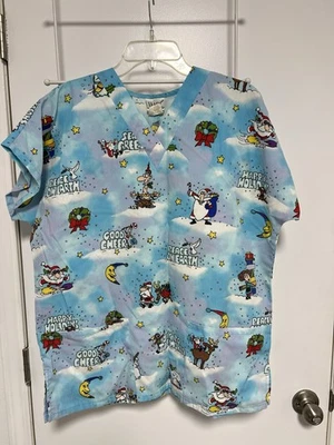 Vintage Christmas Themed Scrubs Women’s Size Medium - Image 1 of 4