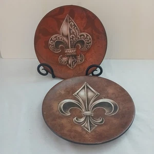 Set of 2 Fleur De Lis 8" Decorative Plates Saints New Orleans Made in China - Picture 1 of 8