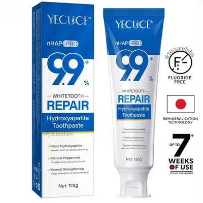 YUCUCE 9.9% Fluoride-Free Nano Hydroxyapatite Toothpaste, JPN Enamel Repair