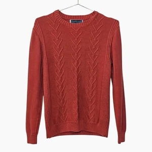 Karen Scott Pullover meliert Zopfmuster Damen Gr. M orange Pulli Rundhals - Bild 1 von 9