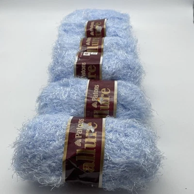 Lot Of 6 Patons Allure Yarn Skeins #04128 Aquamarine Blue 47yds 50g Eyelash NEW - Image 1 of 4