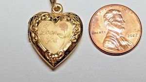 VINTAGE 14K GELBGOLD HERZ FOTO MEDAILLON ROSE GEPUNZT SIGNIERT 14K TK TRU-KAY - Bild 1 von 19