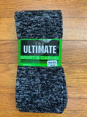 Ultimate Thigh High Socks Black Gray Marl  Fits Ladies Shoe Size 4-10 USA Made - Image 1 of 4