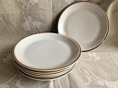 OPK Könitz Porzellan 7 Teller Dessertteller Teller Ø 19,5 cm Goldrand Antik 50er - Bild 1 von 4