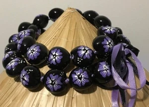 Hawaiian Kukui Nut Lei Hawaii Hibiscus Flower Necklace Graduation Brand new - Picture 1 of 24
