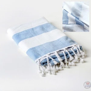 Toalla de playa Hammam 70 x 140 cm - Toalla de baño estilo turco a rayas, con borlas - Imagen 1 de 6