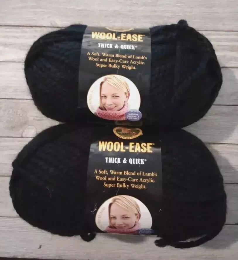 Lion BRAND Wool Ease Thick & Quick Yarn 153 Black 6oz 108 Yards