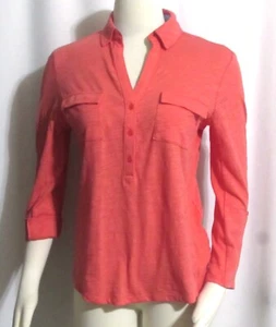 NEW Womens Ladies JONES NEW YORK Pink 100% Cotton 3/4 Sleeve Asymmetrical Top S - Picture 1 of 3