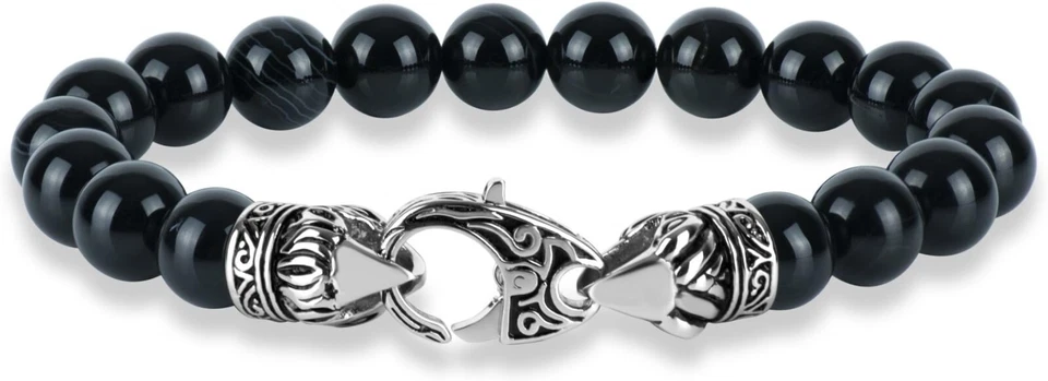 Pulsera HELEN ANDREWS 18 (10 mm) Genuina de Cuentas de Ágata Negra - NUEVA PARA 2024-25 Foto 1 de 2