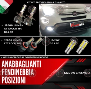 KIT FULL LED FIAT 500X ANABBAGLIANTI ABBAGLIANTI DRL FENDINEBBIA 12000 LUMEN - Imagen 1 de 12