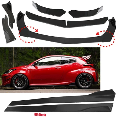 Front Bumper Lip Spoiler+86.6" Side Skirts Body Kits For Toyota Yaris R K+ - Изображение 1 из 4