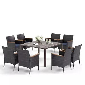 9 Piece Patio Dining Set Outdoor Table and Chairs Aluminum for Garden Backyard - Picture 1 of 9