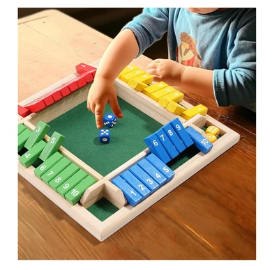 Shut The Box Game,Four-Sided Flip Card Game Toys,4 Sided Family Math Game - Image 1 of 4