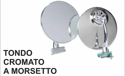 SPECCHIO RETROVISORE ESTERNO TONDO CROMATO A MORSETTO PER FIAT 500 EPOCA F L R - Immagine 1 di 4